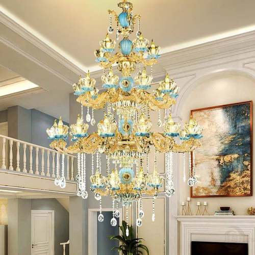 客厅吊灯楼中楼别墅大厅灯具欧式水晶灯酒店楼梯挑空复式楼大吊灯