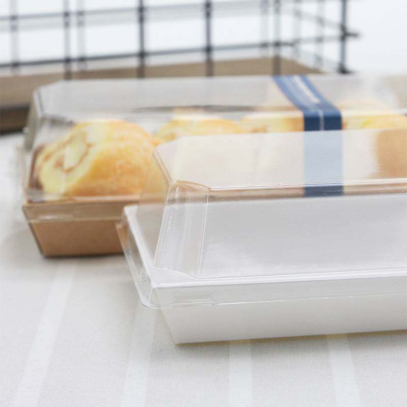 热狗三明治盒 长方形纸塑盒 透明蛋糕西点 烘焙包装盒 19*7.5*5cm