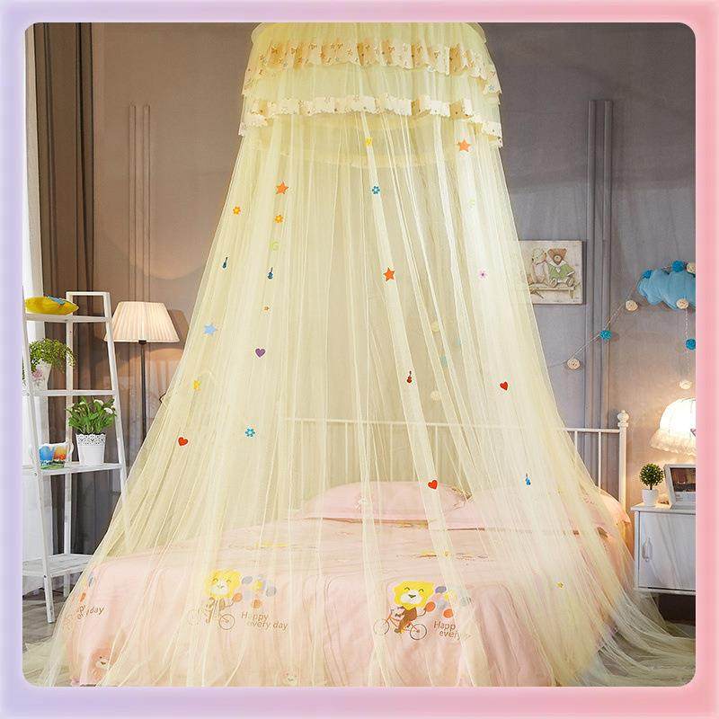 3YK儿童圆顶蚊帐公主风粉色吊顶吸顶蚊帐学生宿舍床幔单双人