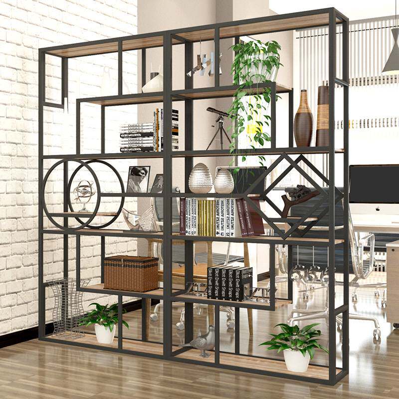 办公室铁艺镂空屏风隔断置物架落地玄关装饰书柜客厅简约现代柜墙