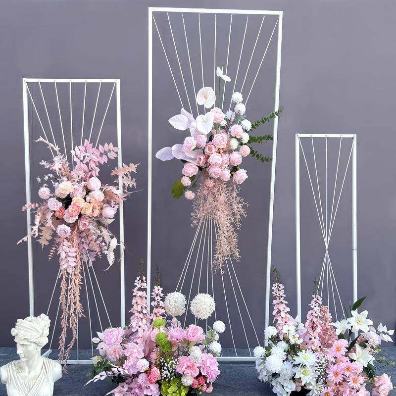 婚庆新款仿真花架道具线性绢花屏风舞台装饰户外婚礼堂迎宾背景架