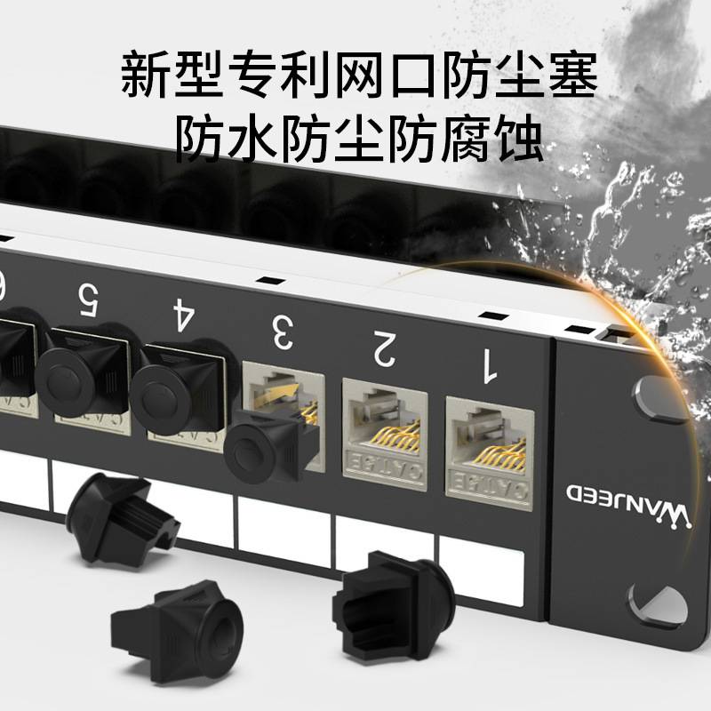 万级 超五类网络配线架 24口屏蔽配线架含免打模网口塞机柜布线架