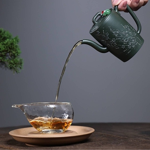 各平台密文发货宜兴紫砂壶原矿墨绿泥手工制作暗香汲直高端泡茶壶