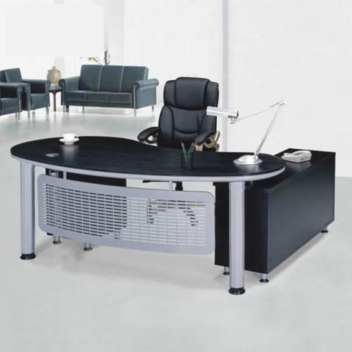 办公桌经理桌有弧度形老板桌板士两边半圆黑色1人桌中班台创意台