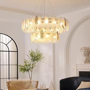 法式吊灯新款设计师大厅主灯客厅轻奢别墅圆环高端玻璃复式灯