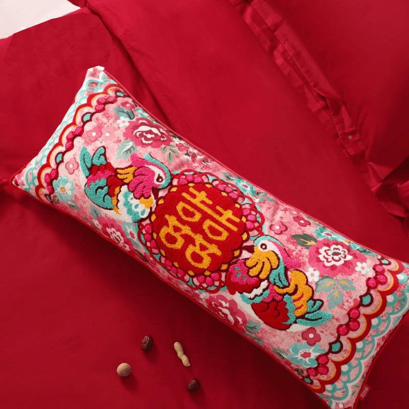 抱枕长字婚条喜床头鸳鸯红色靠背结婚靠枕式中RnDrcBri囍房事