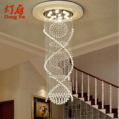 旋转楼梯水晶吊灯别墅客厅吸顶水晶灯酒店大堂水晶灯楼梯间水晶灯