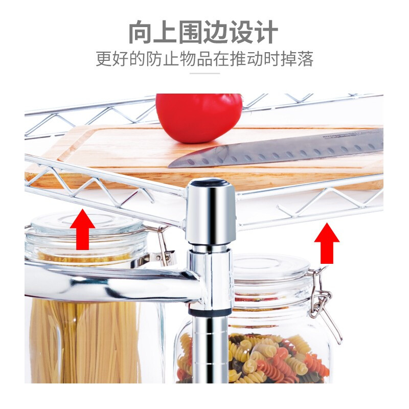 不锈钢色置物架小推车厨房酒水多层餐车火锅菜架带轮子可移动货架