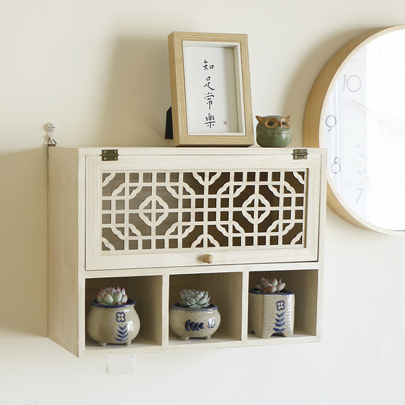 客厅书桌墙上免打孔壁挂收纳柜储物带门小吊柜挂墙式收纳盒置物架