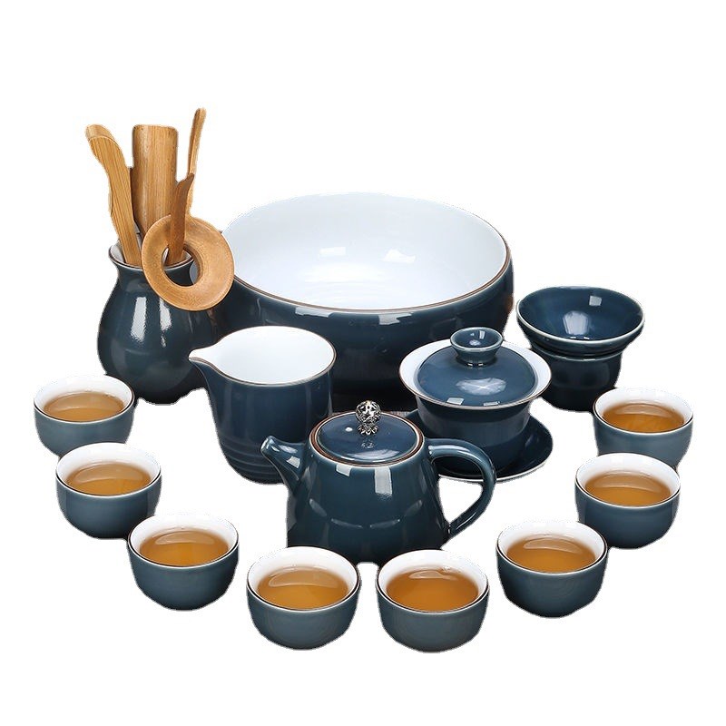 茶具套装 家用茶壶茶杯整套陶瓷功夫盖碗白瓷泡茶青瓷茶道色釉