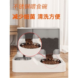 猫咪自动喂食器饮水机一体大容量猫碗狗碗双M碗狗狗猫咪喝水碗宠