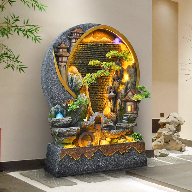 户外庭院水幕墙鱼缸假山流水摆件造景屏风阳台装饰循环水喷泉景观