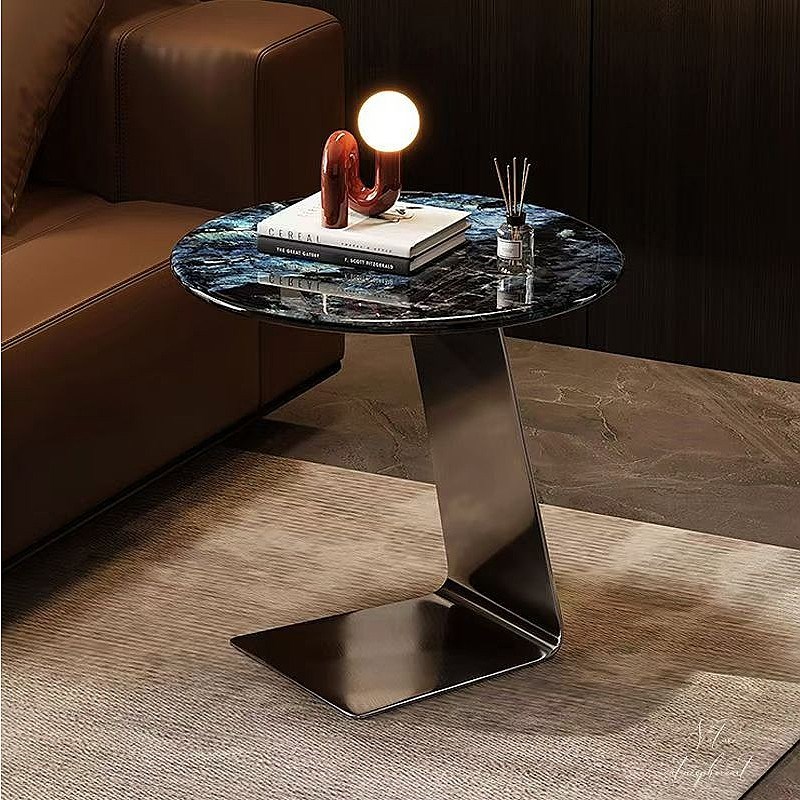 DIY不锈钢岩板茶几脚架大理石边几C型小角几桌腿金属支撑底座支架