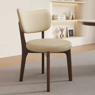 胡桃餐桌 实木餐厅简约现代网红餐椅家用猫爪软包I椅子奶油风意式