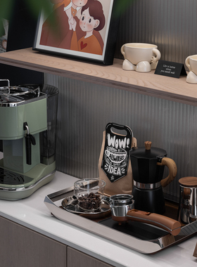 【八度空间】咖啡主题厨房样板间装饰摆饰定制装饰画不锈钢餐具