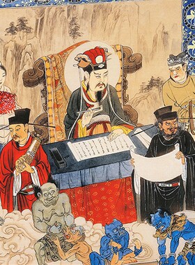 十殿阎罗王道场画十殿阎君十殿阎王画像东殿西殿阎王国画卷轴挂画