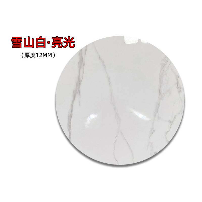 80CM黑色岩板转盘家用餐桌圆形70大白色餐厅圆桌方桌饭台旋转面板