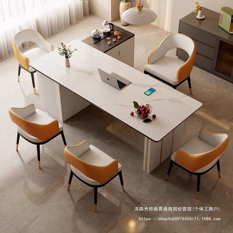 茶办室茶桌台一体一整套公轻奢台BSG分体式岛现代简约岩板茶桌椅