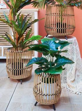 跨境手盆工藤阳台花架民宿编编实木LSRS2300绿植花木质客厅织花园