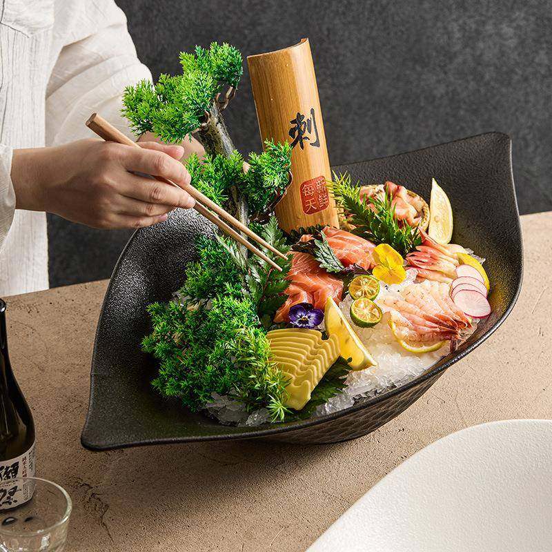 陶瓷三文鱼身盘子海鲜姿造刺盘鲜酒QPD店餐厅餐具摆自助餐生料理,餐饮具,盘,淘宝优惠券,粉丝福利购,淘宝优惠卷