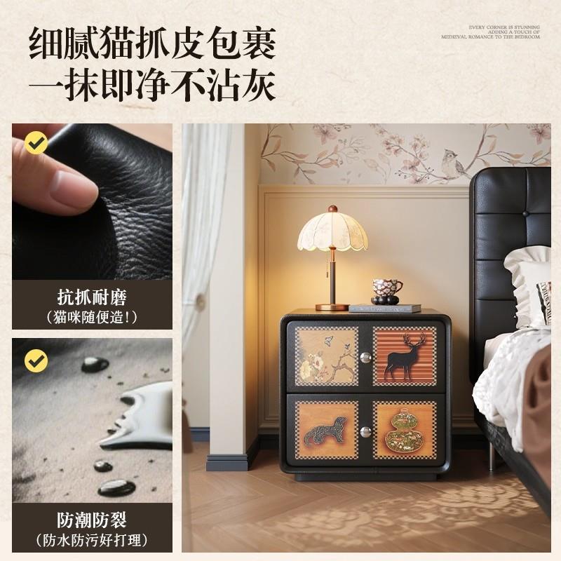 中风实木古床头柜2卧02新款家用室创意BC89收纳柜复古简5约床边柜