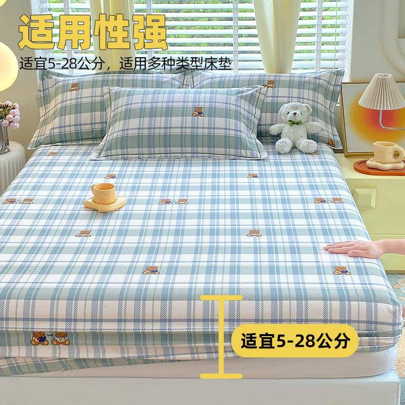 老粗布床单件纯棉100全棉床垫保护罩全包罩套加厚DW010-3.床单三