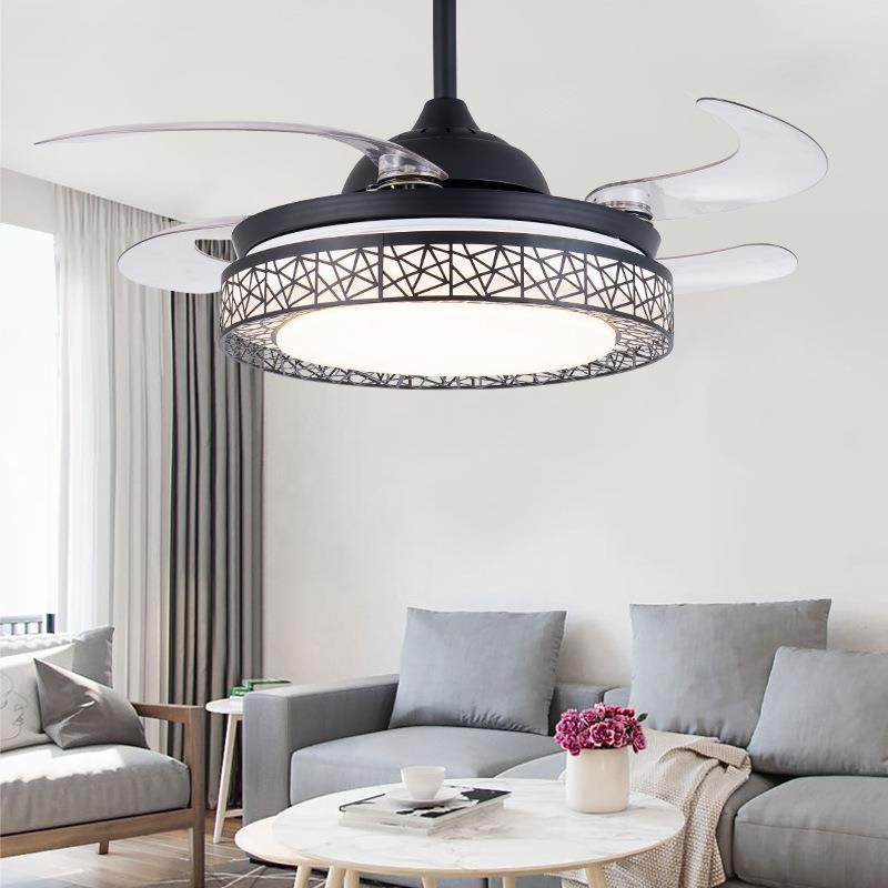 寸6216/42灯风扇灯现代简约鸟巢客厅吊扇l家用餐厅卧室ed电扇灯具