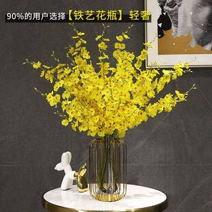 舞兰干轻奢跳摆客厅餐桌摆ltao1016设黄色花迎春假花件卉装饰