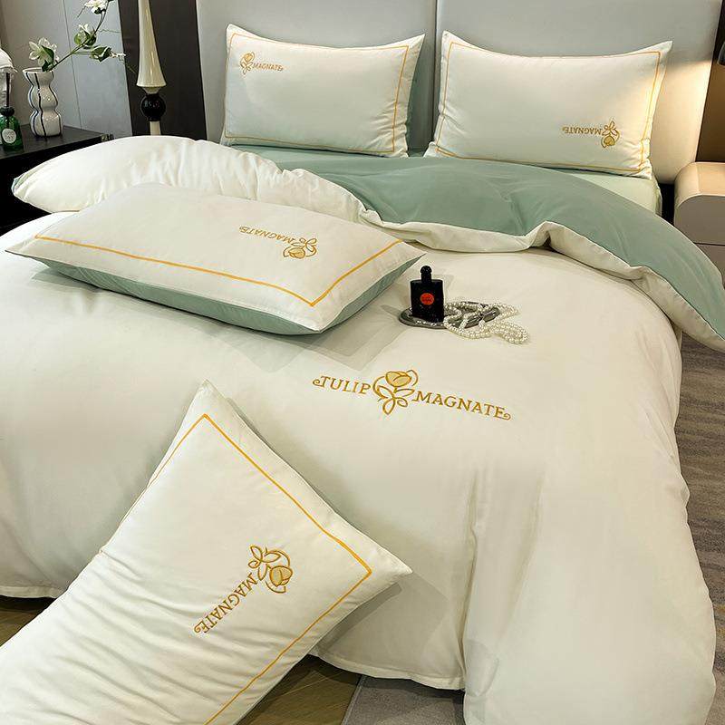 裸睡床上裙四件套床轻刺三绣被套全棉纯棉公主风件套床单奢zK3JRt