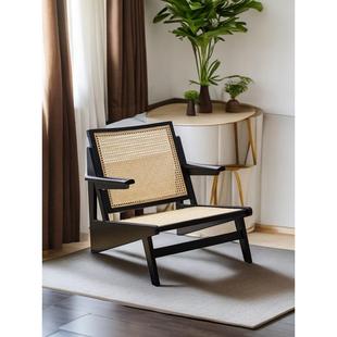 藤编沙发椅袋鼠椅躺加椅迪尔实师木家用单人阳台懒昌人椅大设计民