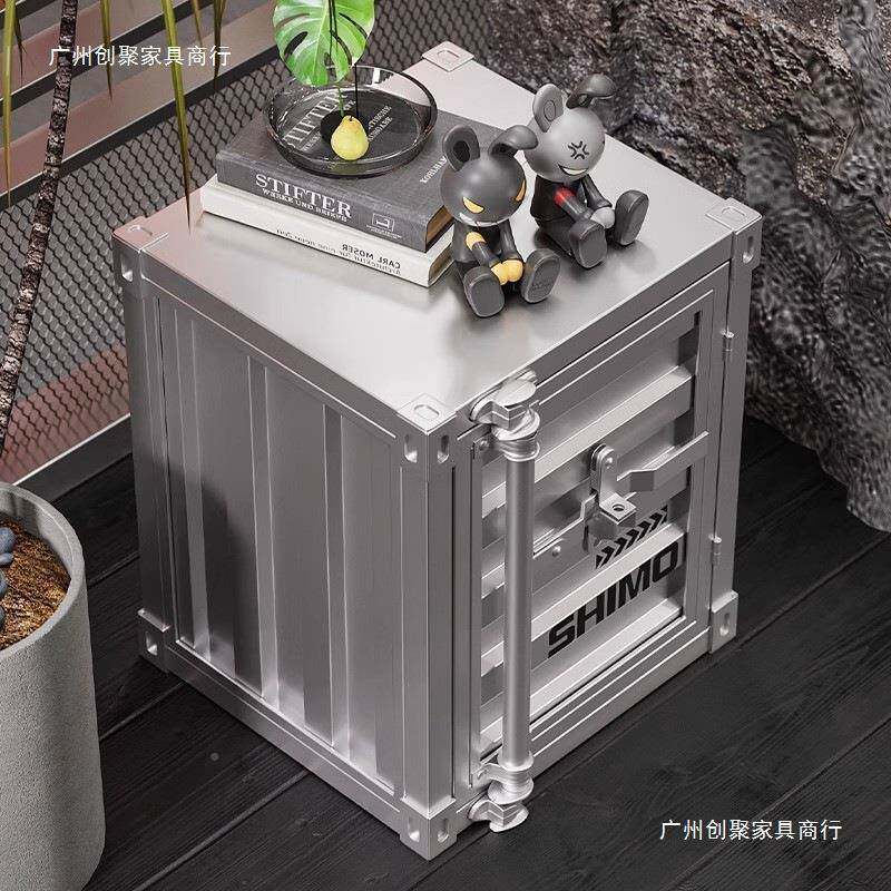 业风工业风收收工纳柜储红物柜网款茶几家用卧室意小柜子创小型铁