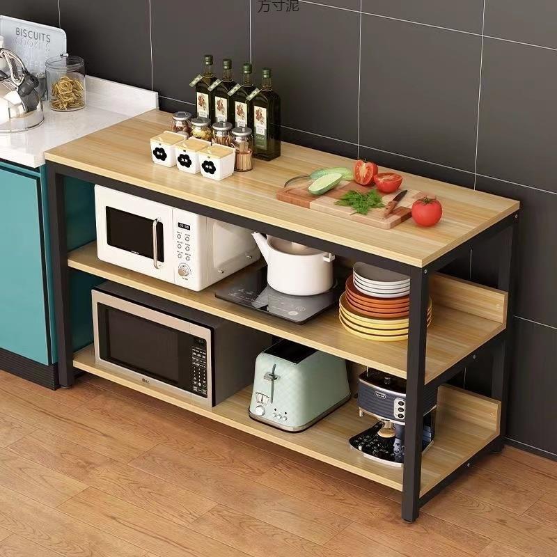 厨置架落地多HJQ功能物切菜桌多层微波台炉工作长方形房桌子储物