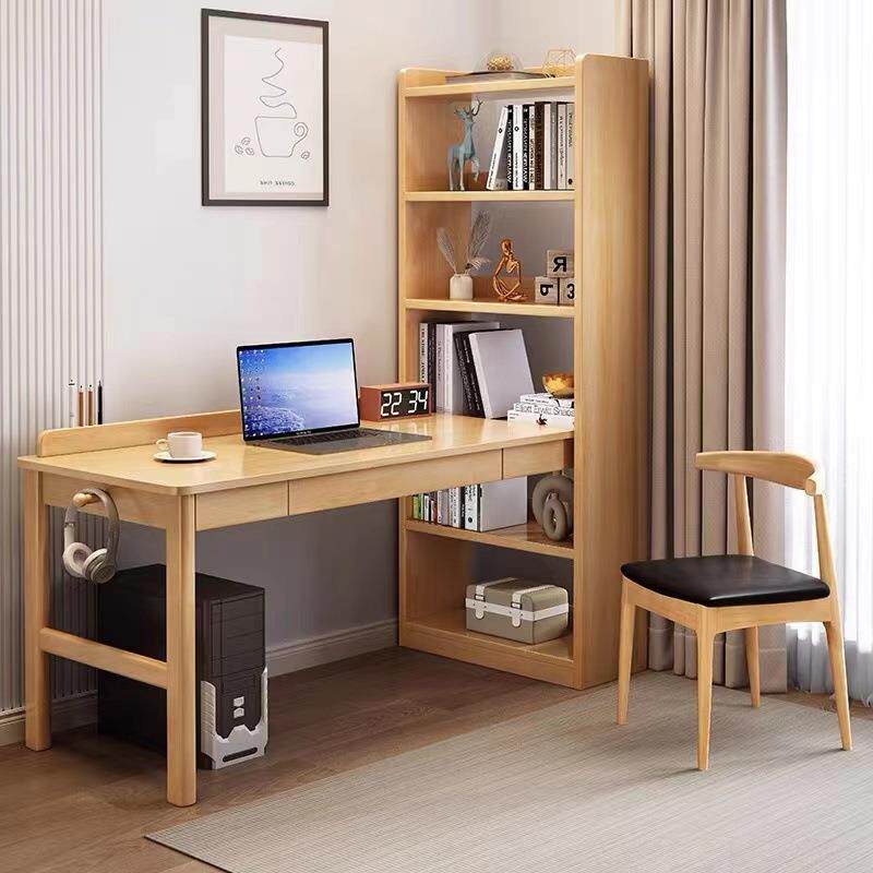 SQFY251324款实木书书桌家用书架一体转角新桌卧室墙靠柜办公电脑