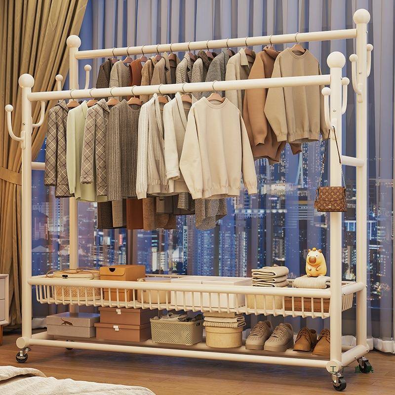 可移室动卧落地挂衣架衣帽架置内985物家架用室房间挂衣服的架子
