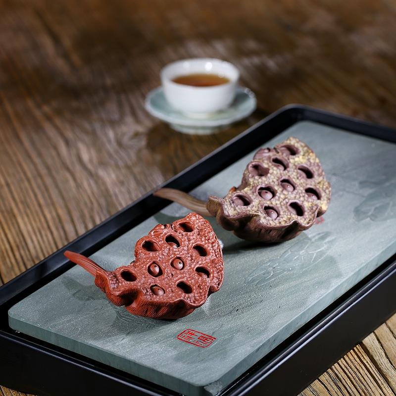 宜兴精品厂手工紫砂茶宠摆件禅莲茶莲蓬玩仿家FBZ真莲子工艺品