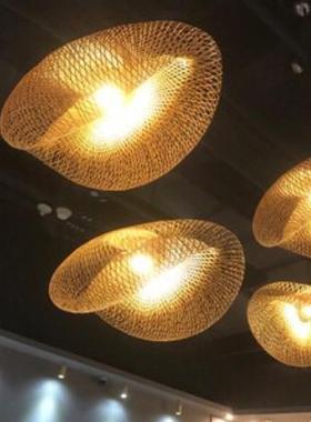 新中式竹编吊灯个竹性创民意餐厅客厅室灯艺异形装XC525饰俗酒店