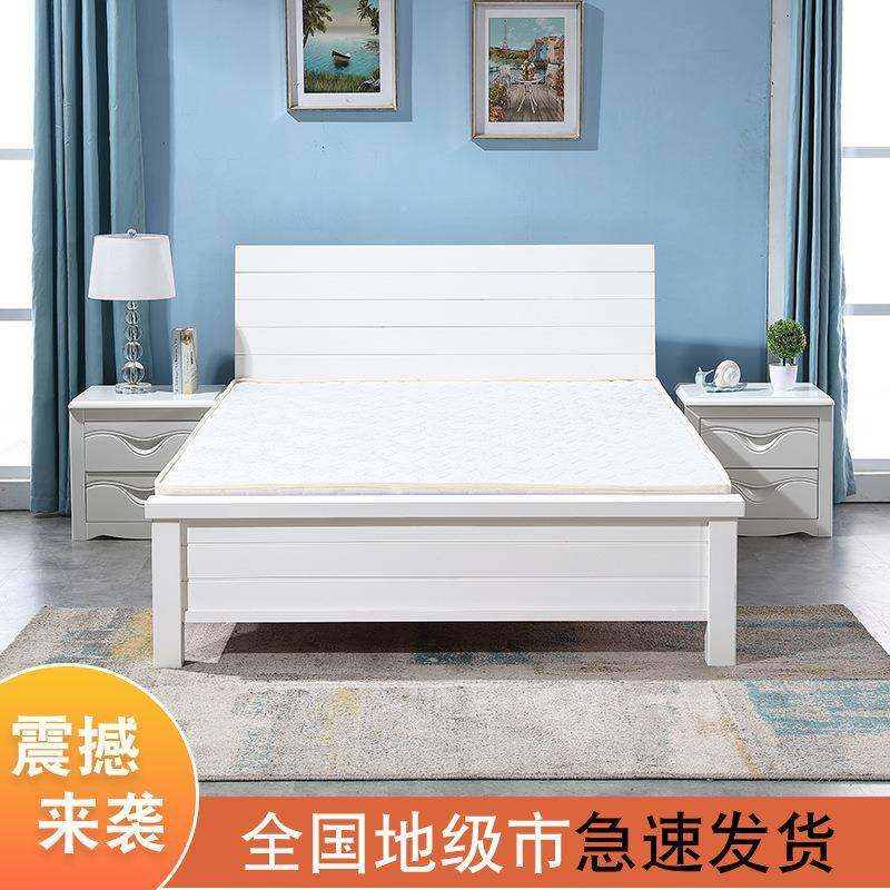 现简约实木床1.代米11-3.5米主卧双大床出租8人房单人木板床1米2