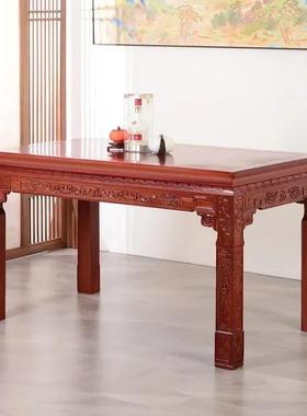 I1整FMC装桌用实木北方老榆木桌椅八仙长方明清仿古雕桌花餐桌家