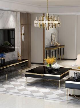 意A218式轻奢简电视约柜茶几组合现代玻家用客厅钢化璃电视柜设计