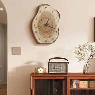 中古原木风桌面时钟摆台式客厅挂钟复古钟表摆件感小众挂墙面