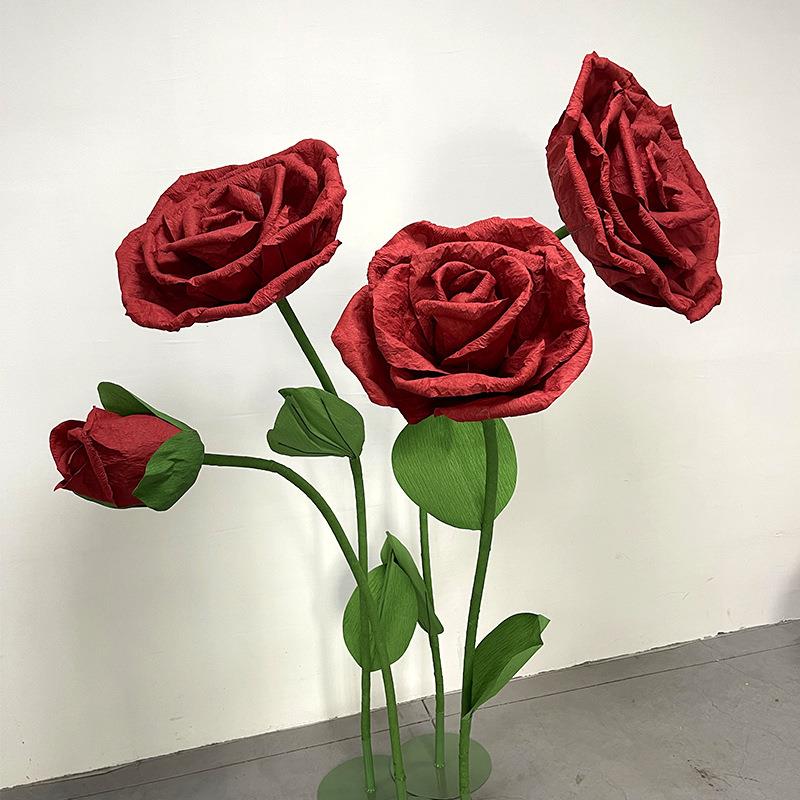 巨型体橱玫瑰纸花立网红窗美陈布置商2025场婚陈列摆件礼背景装饰