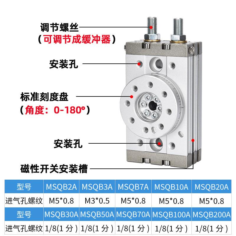 SB旋转M气缸HRQ1020Q305070100A可90度180度994摆台回转气调缸