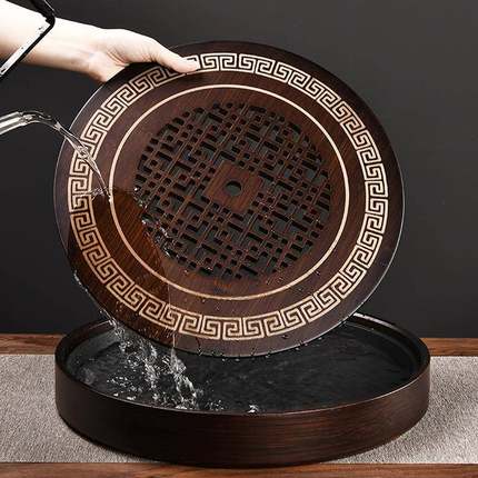 茶盘家用简约泡茶托盘厅客小茶茶具套装台小型储水F96T9TMT茶海圆