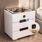 轻奢边床头柜智能带灯简约现代卧IWG网红床柜白色烤室漆简易小储