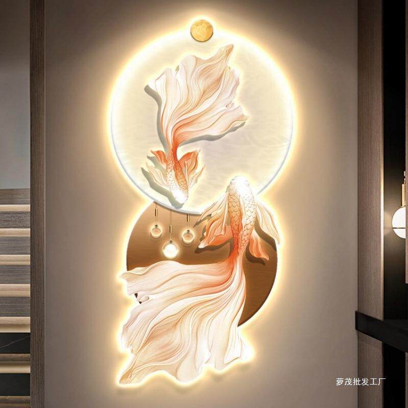 现代光轻奢进门入玄珩咎1001关发锦鲤装饰走廊过道灯光画挂画画壁