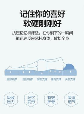 泰国生乳胶床垫软YUX垫记忆棉垫家用榻榻米学宿厚舍加绵海垫租房