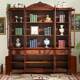 美式 大容量书柜房客厅书储物SB66103A置物欧 实木柜四门复古大书式