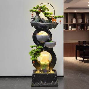 水摆件循财环水流现代轻旁奢家居客厅招鱼YXK缸电视柜落地景观装