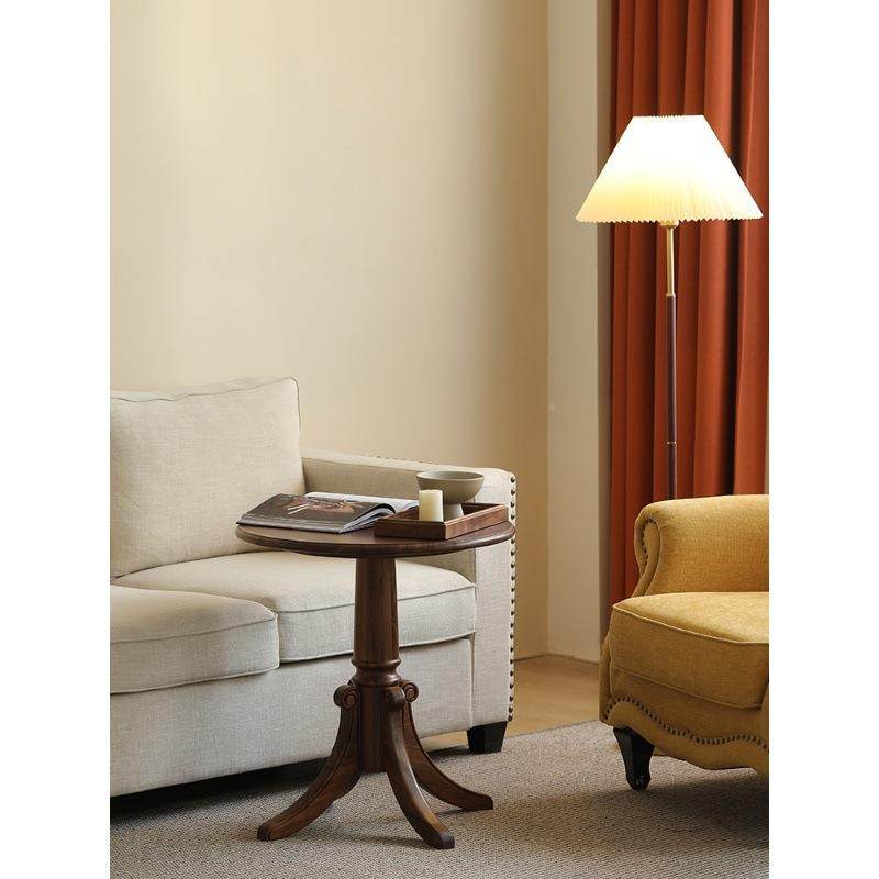 美角式实木圆几北美黑胡简桃木几边几古现代约阳台MY-26茶桌中客