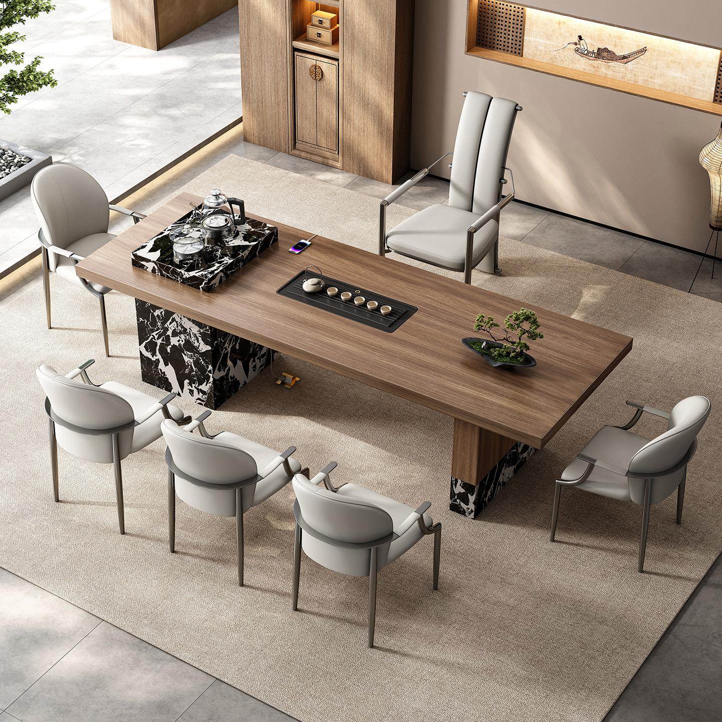 现代简约高级感家用泡茶台茶桌椅组合茶桌木纹茶桌轻奢茶桌椅组合